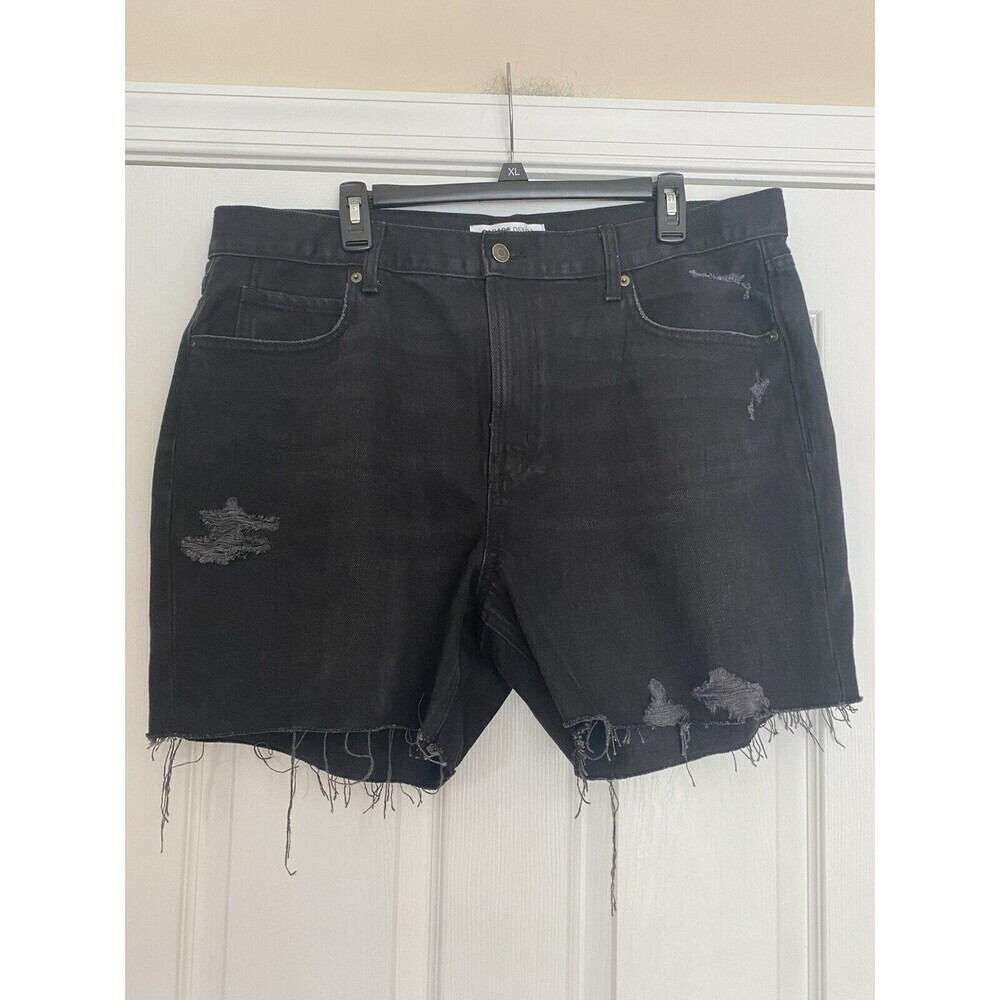 Distressed Black Denim Shorts